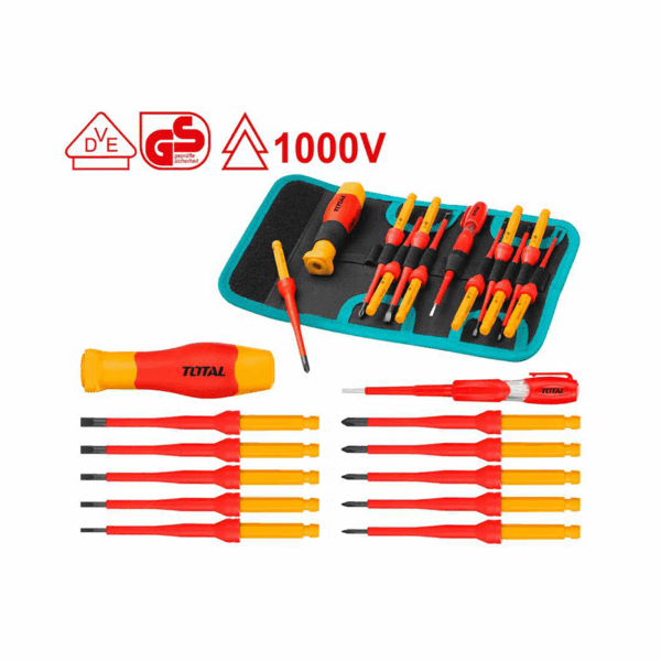 Total Screw Driver Interchangeable 12Pcs Set Insulated Thkisd1201