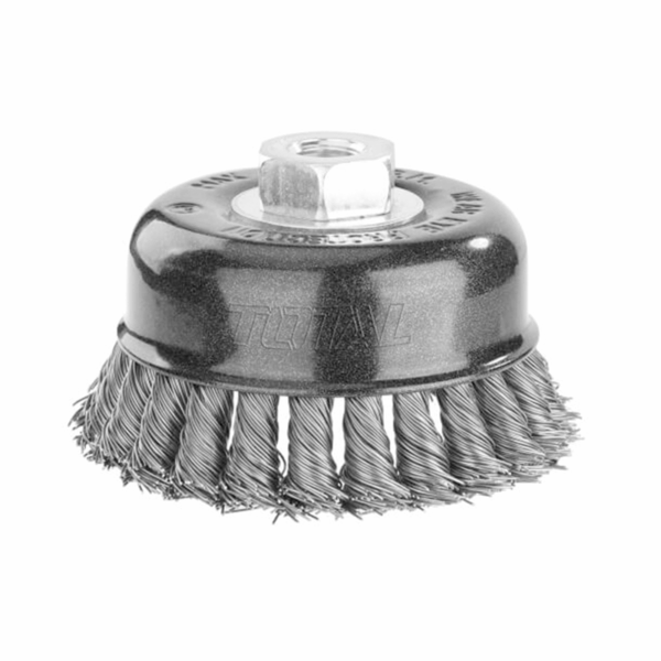 Total Wire Cup Brush With Nut 100Mm Twisted Hard Silver Tac32045