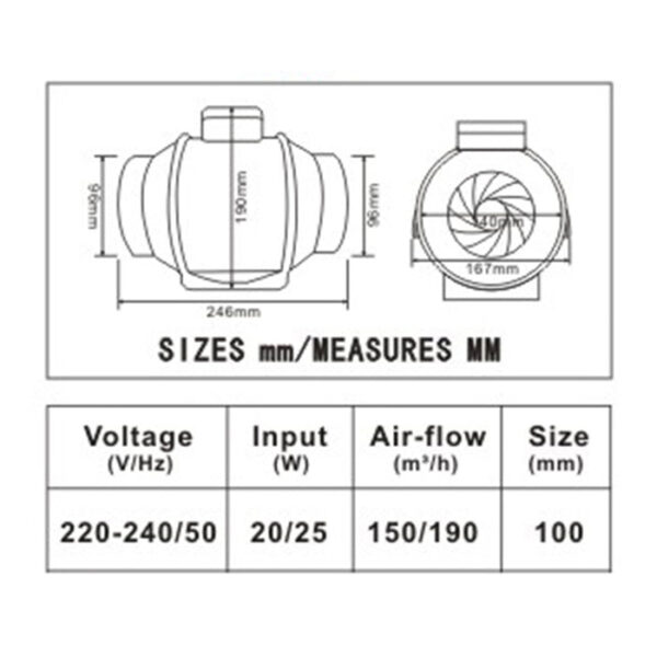 Tronic In-Line Duct Exhaust Fan 100Mm