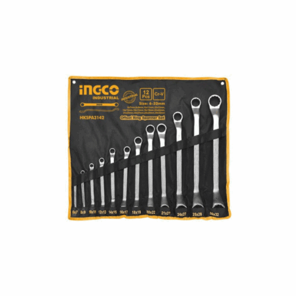 Ingco Offset Ring Spanner Set Pack Of 12 Hkspa3142