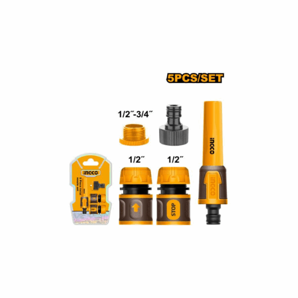 Ingco 5Pcs Twist Nozzle Set, Plastic Hose Hhcs05122