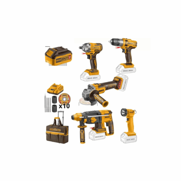 Ingco 5Pcs Cordless Industrial Combo Kit Lithium-Ion 20V Ckli2019