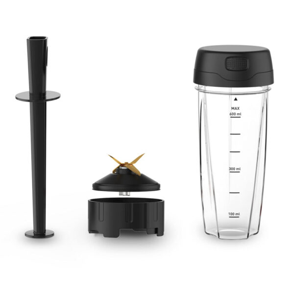 Moulinex Blender 2.6L Tritan Blender Jar With 2 Mills, 1600W, Razor Sharp 6 Blades, Infinity Mix, Digital Touch Control With 5 Automatic Programs, 10 Speed Settings, On The Go Bottle Lm91Hd27