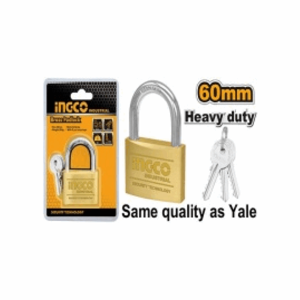 Ingco Heavy Duty Brass Padlock 60Mm Dbpl0602