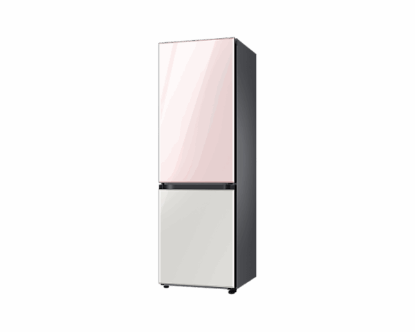 Samsung Refrigerator Glam 339L With Digital Inverter , Flat Design, Bottom Freezer, Bespoke, Metal Cooling, Reversible Door, Dit, Led Lighting  Pink And White Rb33T307058