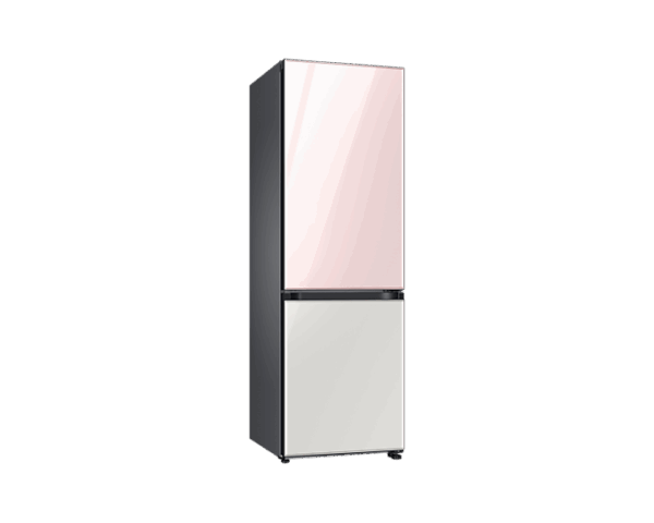 Samsung Refrigerator Glam 339L With Digital Inverter , Flat Design, Bottom Freezer, Bespoke, Metal Cooling, Reversible Door, Dit, Led Lighting  Pink And White Rb33T307058