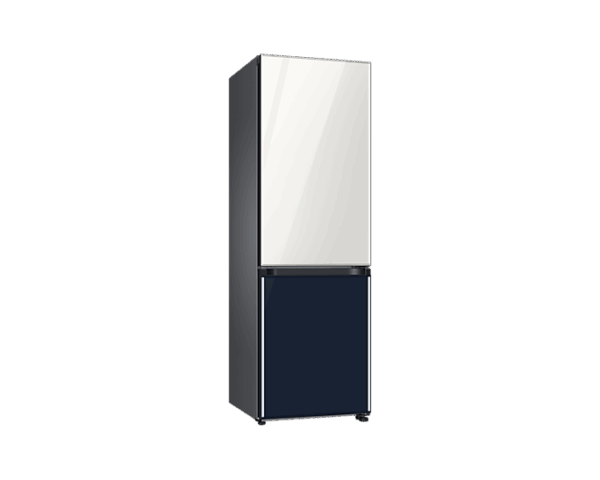 Samsung Refrigerator Glam 339L With Digital Inverter, Flat Design, Bottom Freezer, Bespoke, Metal Cooling, Led Lighting, Dit White And Navy Rb33T307029