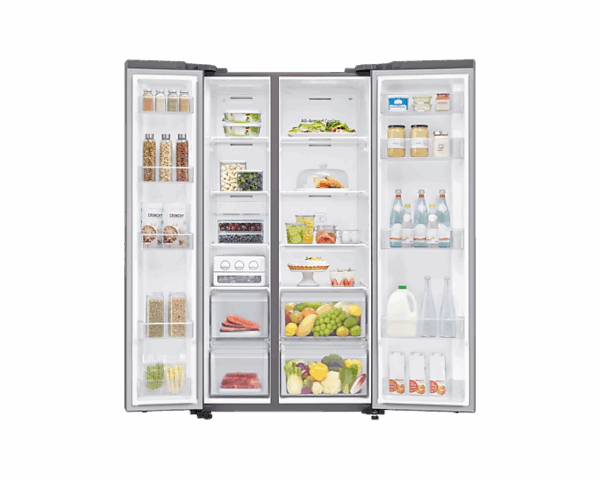 Samsung Refrigerator 655L With Sleek &Amp; Seamless Design, Digital Inverter, Side By Side Door, Spacemax, Flexzone, Dit, Metal Cooling Silver Rs62R5005M9