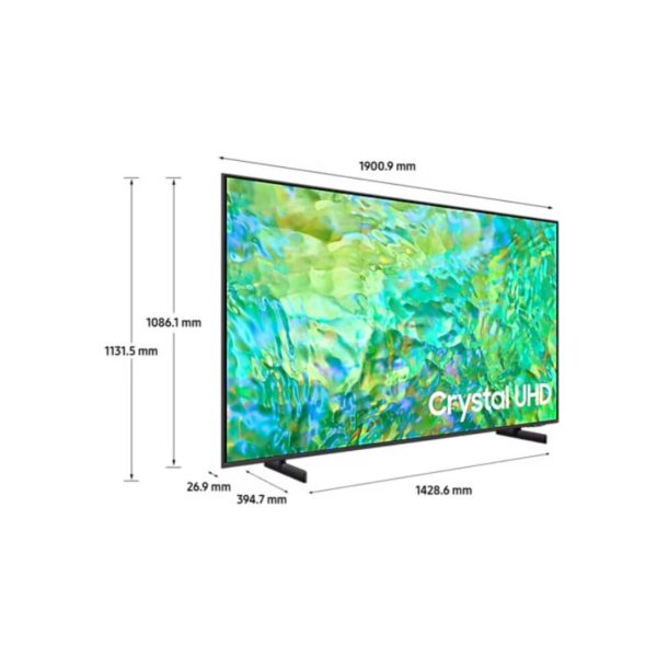 Samsung 85&Quot; Crystal Uhd 4K Smart Tv Series Cu8000 With Air Slim Design, Ots Lite, Smart Hub, Q-Symphony, Motion Xcelerator, Solarcell Remote 85Cu8000