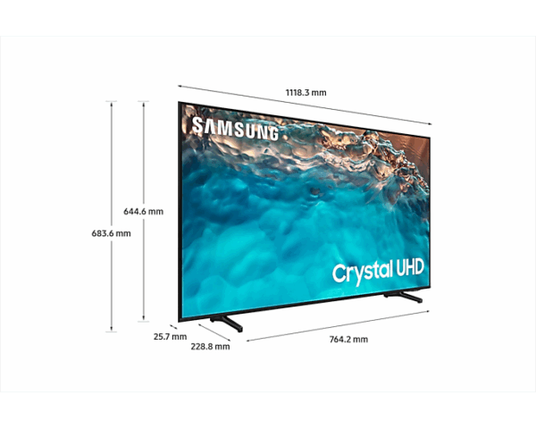 Samsung 50&Quot; Led 4K Crystal Uhd Smart Tv, Air Slim Design, Smart Hub, Hdr, Motion Xcelerator, Ots Sound, Solarcell Remote 50Bu8000