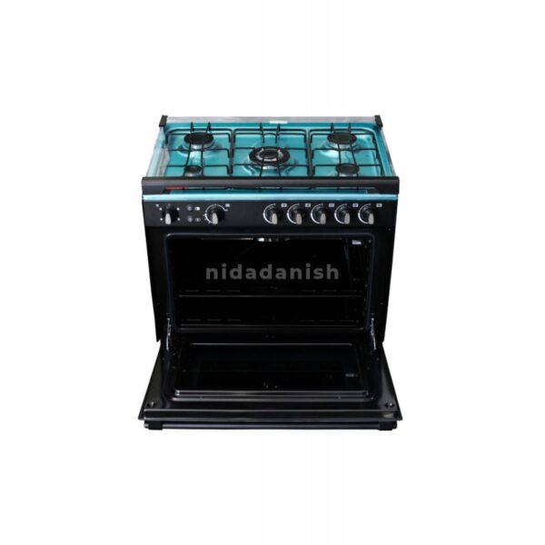 Delta Gas Cookers 80X55Cm Gas Oven &Amp; Grill 5 Gas Burner Black Silver Steel Dgc50B