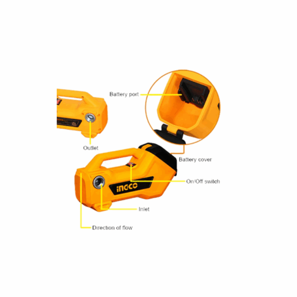 Ingco Cordless Self Priming Water &Amp; Diesel Oil Transfer Pump Lithium-Ion 20V Tpli2001