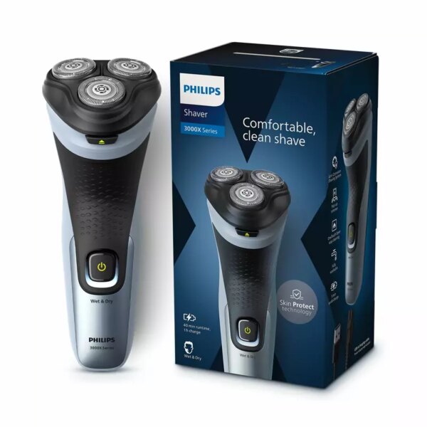 Philips Electric Cordless Shaver, Comfortcut Blades, Anti-Corrosion Shaving System, 3D Floating Heads, Shave Wet &Amp; Dry 3000X Series X3063