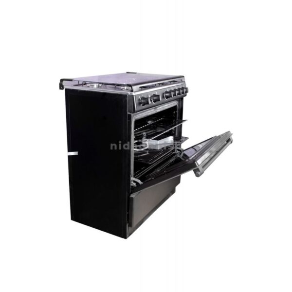 Delta Gas Cookers 80X55Cm Gas Oven &Amp; Grill 5 Gas Burner Black Silver Steel Dgc50B