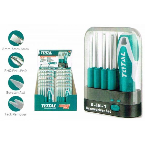 Total Interchangeable Screwdriver Set 9Pcs Tht250906