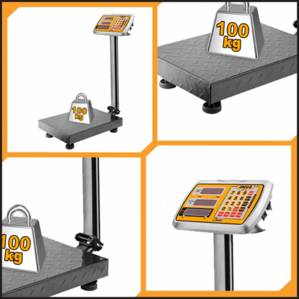 Ingco Rechargeable Digital Platform Scale 100Kg With Led Display, 20G Graduation Hesa31003