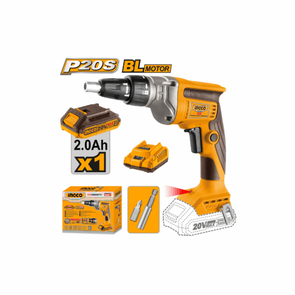 Ingco Cordless Drywall Screwdriver 20V With Battey &Amp; Charger Cdsli204200
