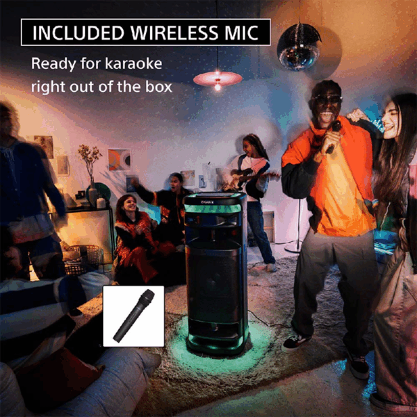 Sony Bluetooth  Party Speaker Ult Tower 10 With Ult Button, Powerfull Bass,25Hrs Backup, Ip67 Rating, Sound &Amp; Party Lights, Wireless Mic For Karaoke,Touch Panel Srs-Ult1000