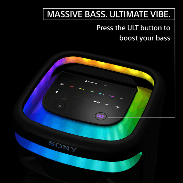 Sony Bluetooth  Party Speaker Ult Tower 10 With Ult Button, Powerfull Bass,25Hrs Backup, Ip67 Rating, Sound &Amp; Party Lights, Wireless Mic For Karaoke,Touch Panel Srs-Ult1000