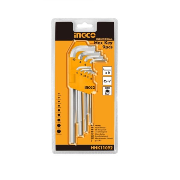 Ingco Hex Key 1.5-10Mm 9Pcs Set Hhk11092
