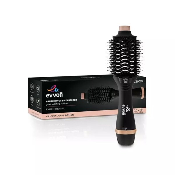 Evvoli Brush Dryer &Amp; Volumizer 3In1 1200W Powerful Dc Motor, Fast Drying Hair Dryer With 4X Ionic Feature And Cool Tip Evhc-Hb1200R