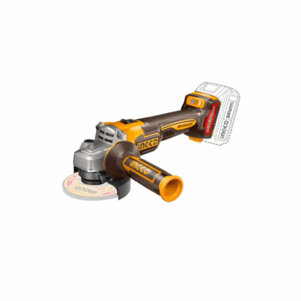 Ingco Cordless Angle Grinder Lithium-Ion 20V With Brushless Motor, Variable Speed Control Cagli211541