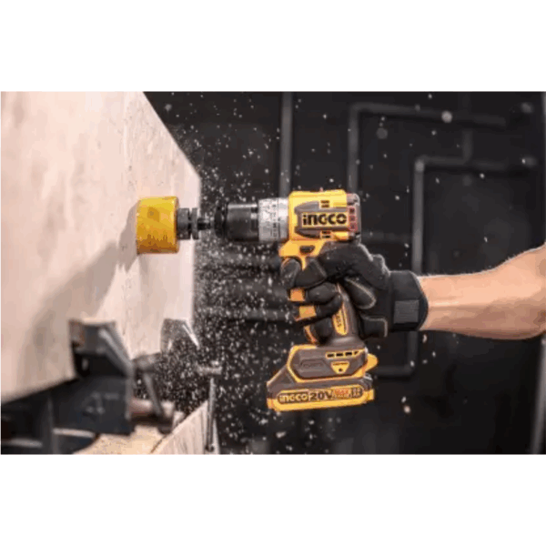 Ingco Compact Brushless Cordless Drill Lithium-Ion 20V 60Nm With 2 Speed Gear, Led Battery Indicator, Work Light Cdli20602