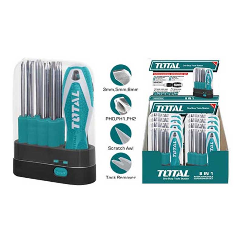 Total Interchangeable Screwdriver Set 9Pcs Tht250906