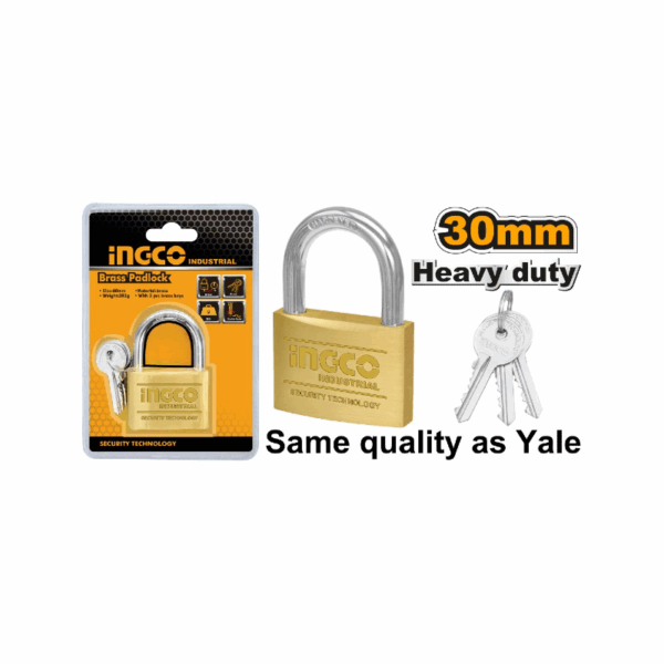 Ingco Heavy Duty Brass Padlock 30Mm Dbpl0302