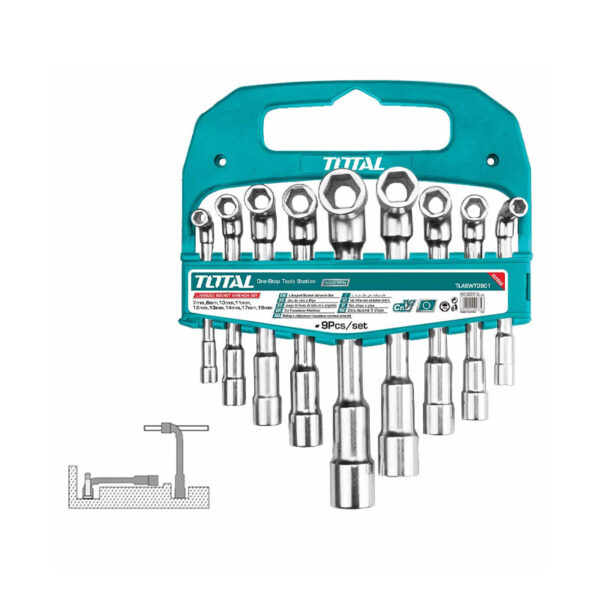 Total Socket Wrench L-Angled 9Pcs Set Tlaswt0901