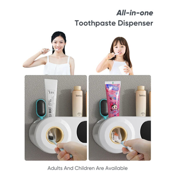 Generic Toothbrush Holder Set Toothbrush Storage Rack Automatic Toothpaste Squeezer Dispenser All-In-One Bathroom Accessories