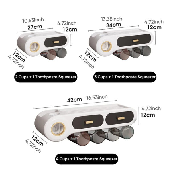 Generic Toothbrush Holder Set Toothbrush Storage Rack Automatic Toothpaste Squeezer Dispenser All-In-One Bathroom Accessories