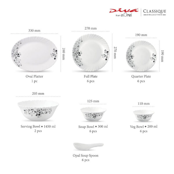 La Opala Soup Plate Classique Mystrio Black 6Pcs 225Mm Lm225