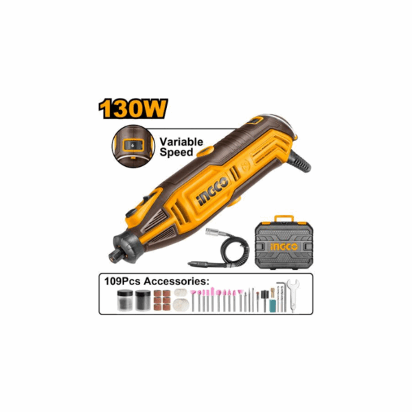 Ingco Mini Grinder 130W With 1Pcs Flexible Shaft &Amp; 109Pcs Accessories Mg13328