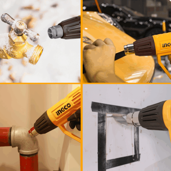 Ingco Electric Heat Gun 2000W With 3Pcs Nozzle &Amp; 1 Scraper Hg200078