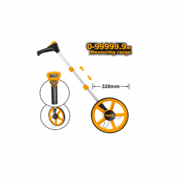 Ingco Odometer Measuring Wheel 99999.9M With Inch &Amp; Metric, Digital Display Hdmw23