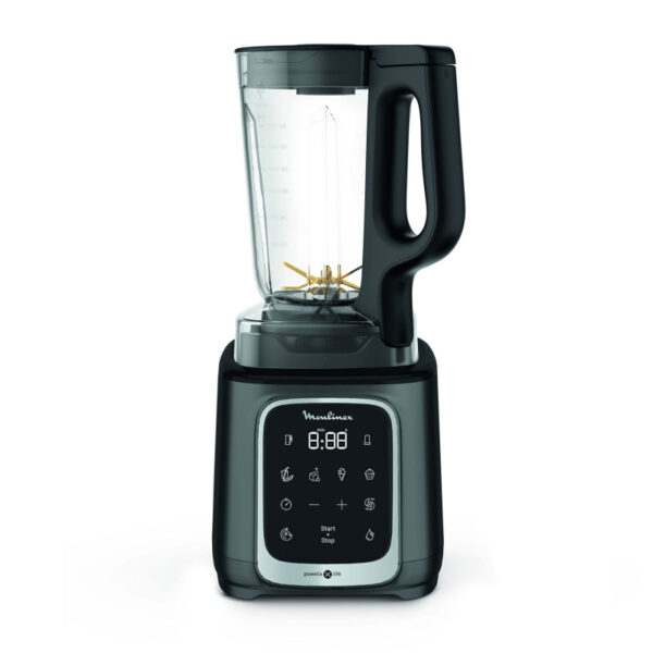 Moulinex Blender 2.6L Tritan Blender Jar With 2 Mills, 1600W, Razor Sharp 6 Blades, Infinity Mix, Digital Touch Control With 5 Automatic Programs, 10 Speed Settings, On The Go Bottle Lm91Hd27