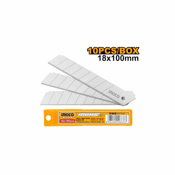 Ingco 10Pcs Snap Off Knife Blades Set 18X100Mm Hknsb112