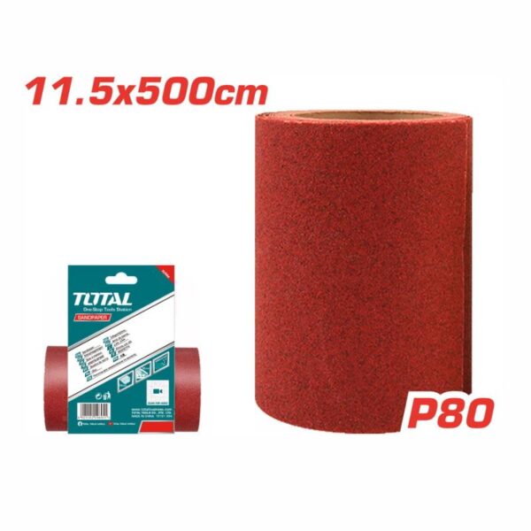 Total Sand Paper Suitable For Sanding Wood, Wall And Metal 11.5 X 500Cm P80 Tac760804