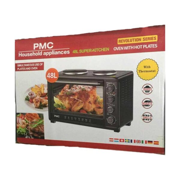 Pmc Electric Oven 48L With 2 Hot Plates Thermostat Black