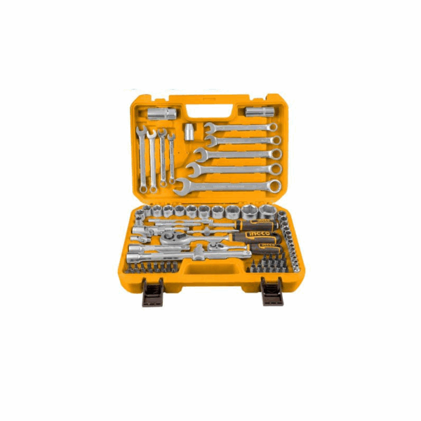 Ingco 82Pcs 1/4&Quot; &Amp;1/2&Quot; Socket Set With Cr-V Steel Material, Three Color Soft Handle Hkts42802