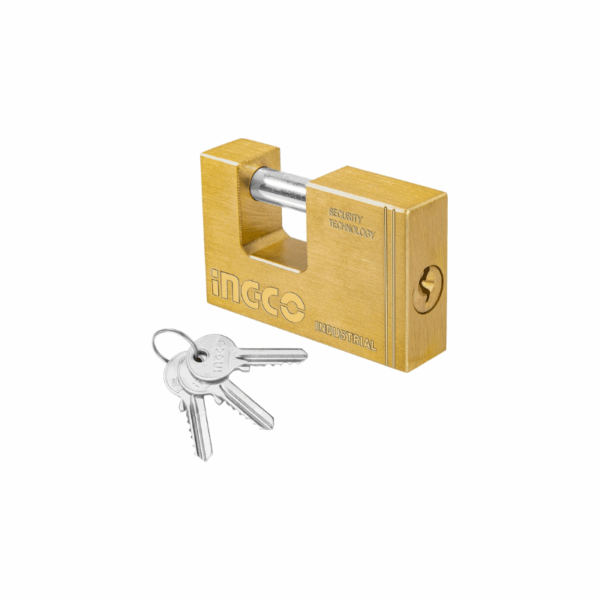 Ingco Heavy Duty Brass Block Padlock 80Mm With 3Pcs Brass Keys Dbbpl0802