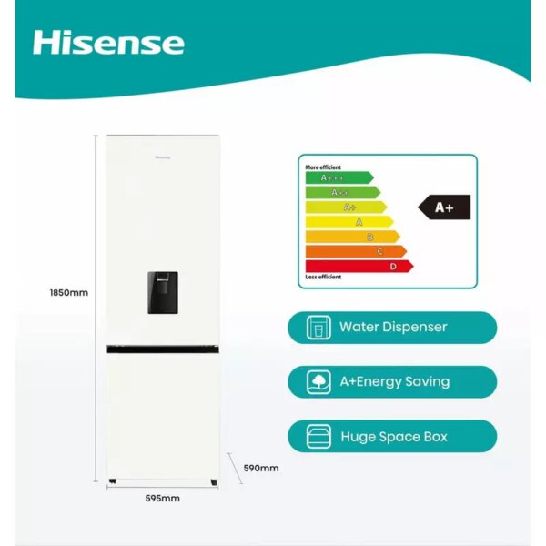 Hisense Refrigerator 350L Bottom Freezer A+ Energy Efficiency Class, Non Plumbed Water Dispenser, Reversible Door White &Amp; Pink H450Bdp-Wd