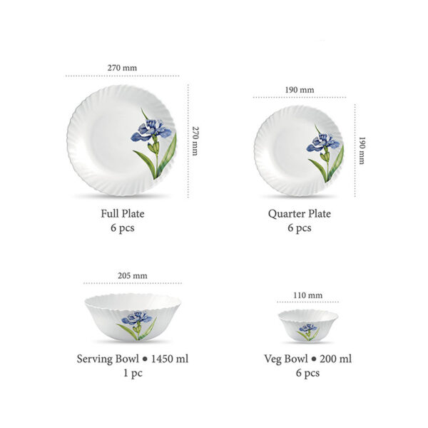La Opala Dinner Set Royal Iris Classique 47 Pieces Lr047