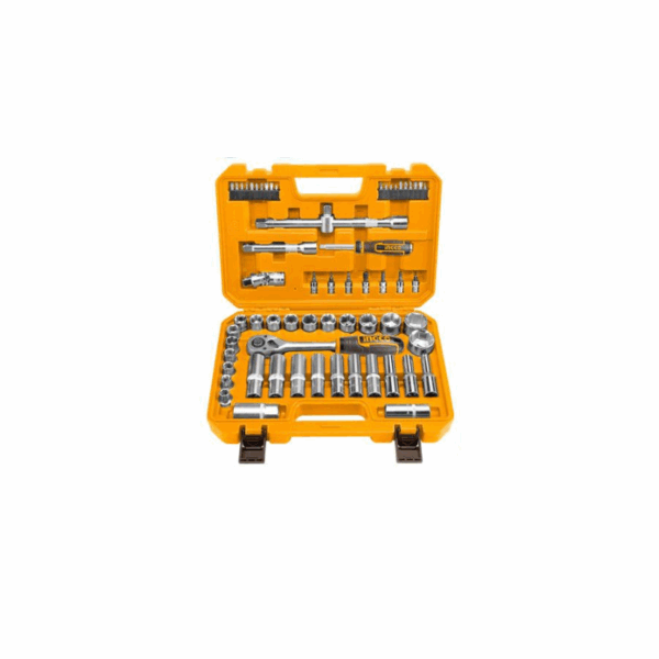 Ingco 62Pcs 1/2&Quot; Socket Set With Cr-V Steel Material, Three Color Soft Handle Hkts12602