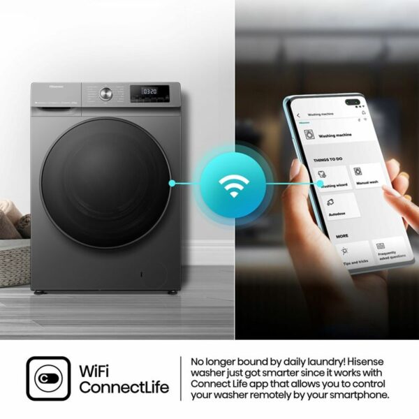 Hisense Washing Machine 8Kg &Amp; Dryer 5Kg Smart Wi-Fi Connectlife App Inverter Jet Titanium Grey Wd3Q8043Bt