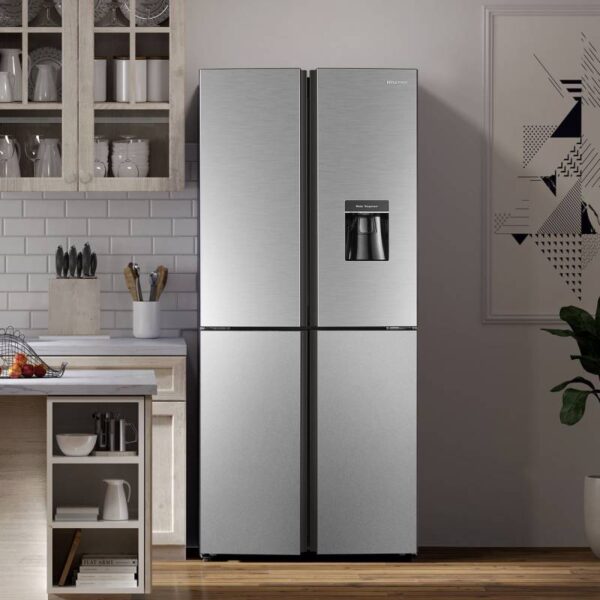 Hisense Refrigerator 392L 4 Cross Door With Water Dispenser, Total No Frost, Super Wide Space, Led Lighting, Multi Air Flow Technology H520Fi-Wd