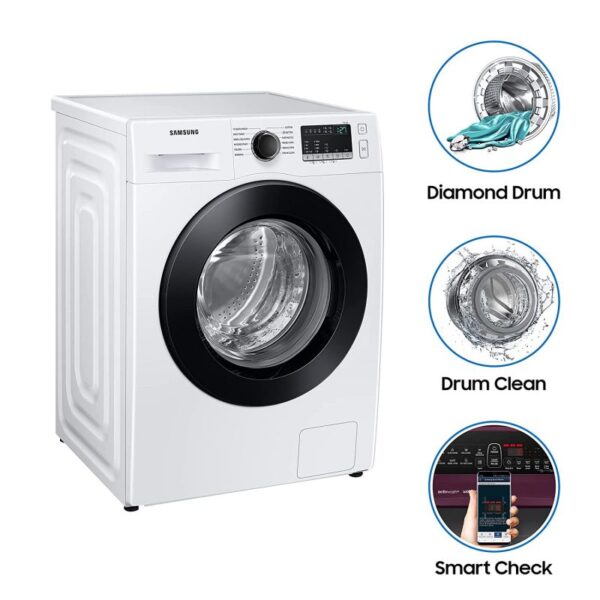 Samsung Washing Machine 8Kg With Digital Inverter, Eco Bubble, Front Load, Hygiene Steam, Spacemax,  Ww80T4020Cx/Nq