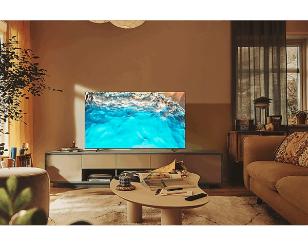 Samsung 75&Quot; Led 4K Crystal Uhd Smart Tv, Air Slim Design, Q-Symphony, Game Mode, Smart Connectivity, Solarcell Remote 75Bu8000
