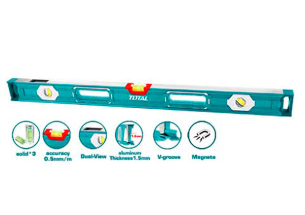 Total Spirit Level With 3Pcs Powerful Magnets 100Cm Tmt210056